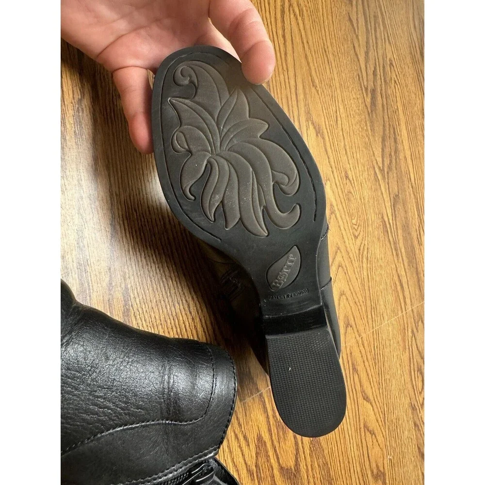 Born Caley Leather Booties Womens 8.5M‎ Dark Brown Stacked Heel